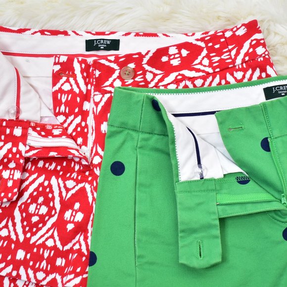 J Crew Factory Stretch City Fit Chino Shorts Size 0 Red Green Clothes Lot Preppy - Picture 3 of 13